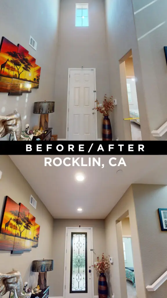 Before and after of a high ceiling conversion by a professional high ceiling conversion contractor, transforming unused space into a functional living area.