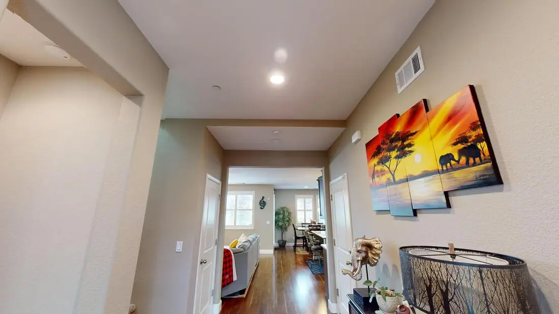The same Rocklin entry after the loft conversion, with the ceiling closed in at normal height